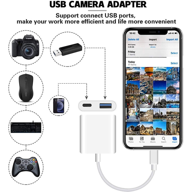 8 Pin To USB2.0+8 Pin Interface OTG Sdapter, Support IOS System(Upgrade) - Converter & Adapter by PMC Jewellery | Online Shopping South Africa | PMC Jewellery | Buy Now Pay Later Mobicred