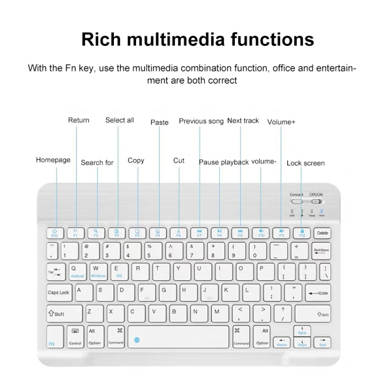 YS-001 7-8 inch Tablet Phones Universal Mini Wireless Bluetooth Keyboard, Style:with Bluetooth Mouse(Black) - Universal Keyboard by PMC Jewellery | Online Shopping South Africa | PMC Jewellery