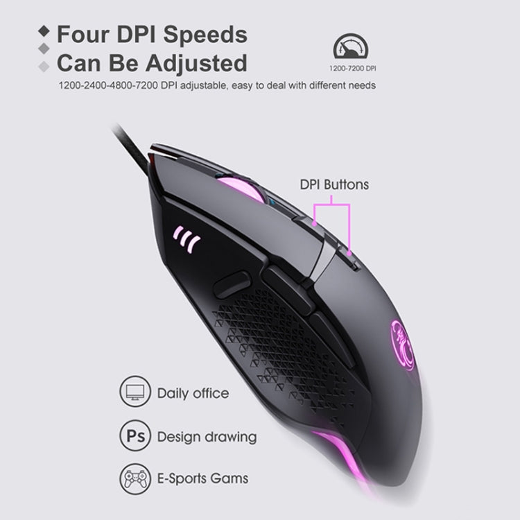 iMICE T91 8 Keys 7200DPI USB Wired Luminous Gaming Mouse, Cable Length: 1.8m - free shipping - PMC TechLife - Order now!