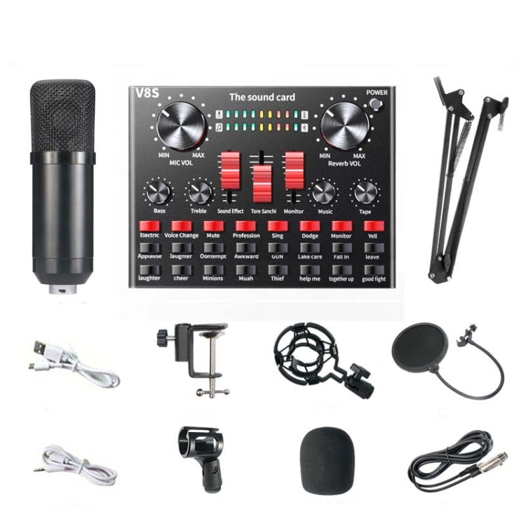 V8S Sound Card Mobile Phone Computer Anchor Live K Song Recording Microphone, Specification:V8S  + Black Bet BM700 Set - Microphone by PMC Jewellery | Online Shopping South Africa | PMC Jewellery | Buy Now Pay Later Mobicred