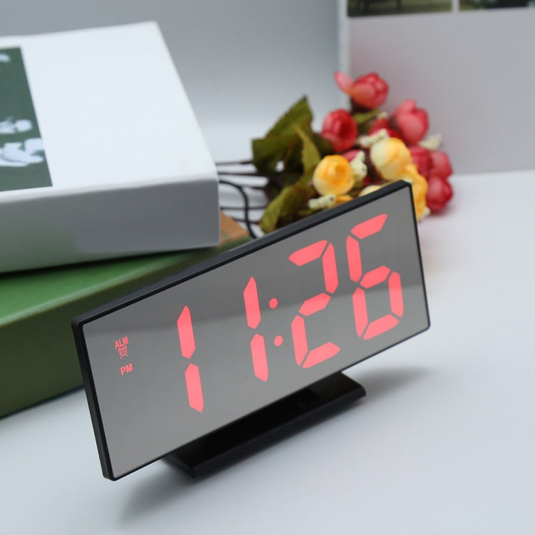 Multi-function Large Screen Electronic Clock Mute LED Mirror Alarm Clock(Red Light with White Frame) - Wall Clock by PMc TechLife | Online Shopping South Africa | PMc TechLife | Buy Now Pay Later Mobicred