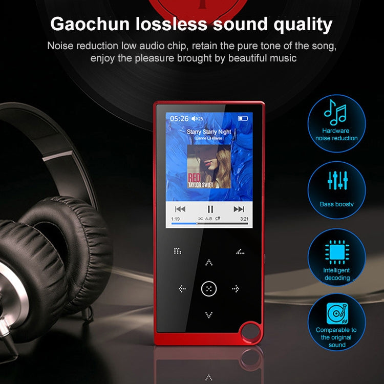 E05 2.4 inch Touch-Button MP4 / MP3 Lossless Music Player, Support E-Book / Alarm Clock / Timer Shutdown, Memory Capacity: 4GB Bluetooth Version(Red) - MP4 Player by PMC Jewellery | Online Shopping South Africa | PMC Jewellery | Buy Now Pay Later Mobicred