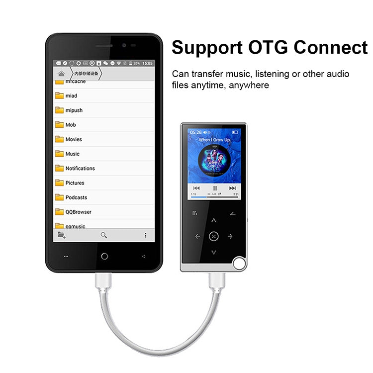 E05 2.4 inch Touch-Button MP4 / MP3 Lossless Music Player, Support E-Book / Alarm Clock / Timer Shutdown, Memory Capacity: 16GB Bluetooth Version(Silver Grey) - free shipping - PMC Jewellery - Order now!