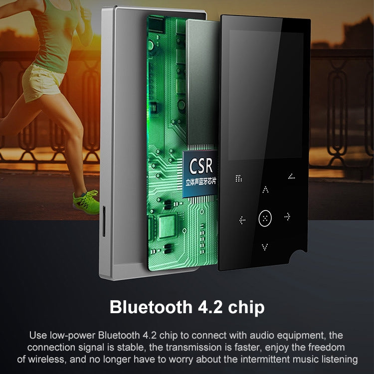 E05 2.4 inch Touch-Button MP4 / MP3 Lossless Music Player, Support E-Book / Alarm Clock / Timer Shutdown, Memory Capacity: 16GB Bluetooth Version(Silver Grey) - free shipping - PMC Jewellery - Order now!