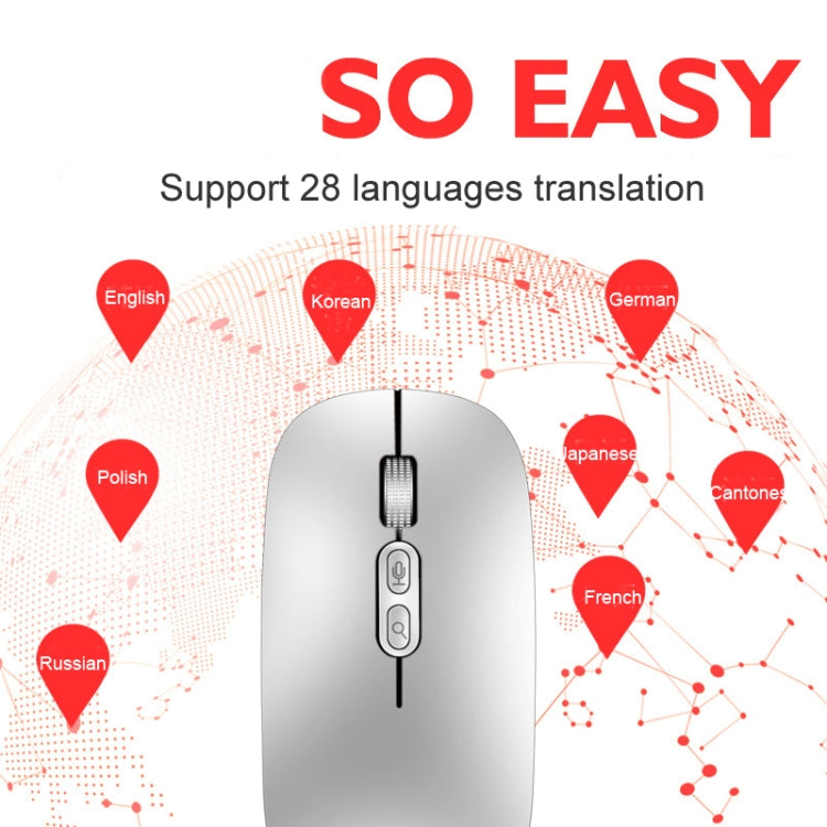 M103 1600DPI 5 Keys 2.4G Wireless Mouse Charging Ai Intelligent Voice Office Mouse, Support 28 Languages(Silver) - Wireless Mice by PMC Jewellery | Online Shopping South Africa | PMC Jewellery | Buy Now Pay Later Mobicred