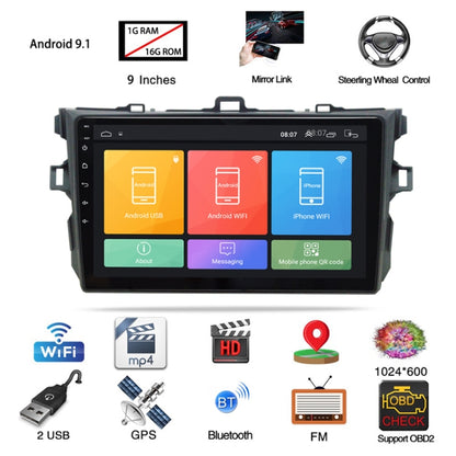 9 inch Android Navigation Bluetooth MP5 Car Navigation Integrated GPS Suitable For Toyota Corolla 07-13 WIFI 1G+16G - Car DVD by PMC Jewellery | Online Shopping South Africa | PMC Jewellery | Buy Now Pay Later Mobicred