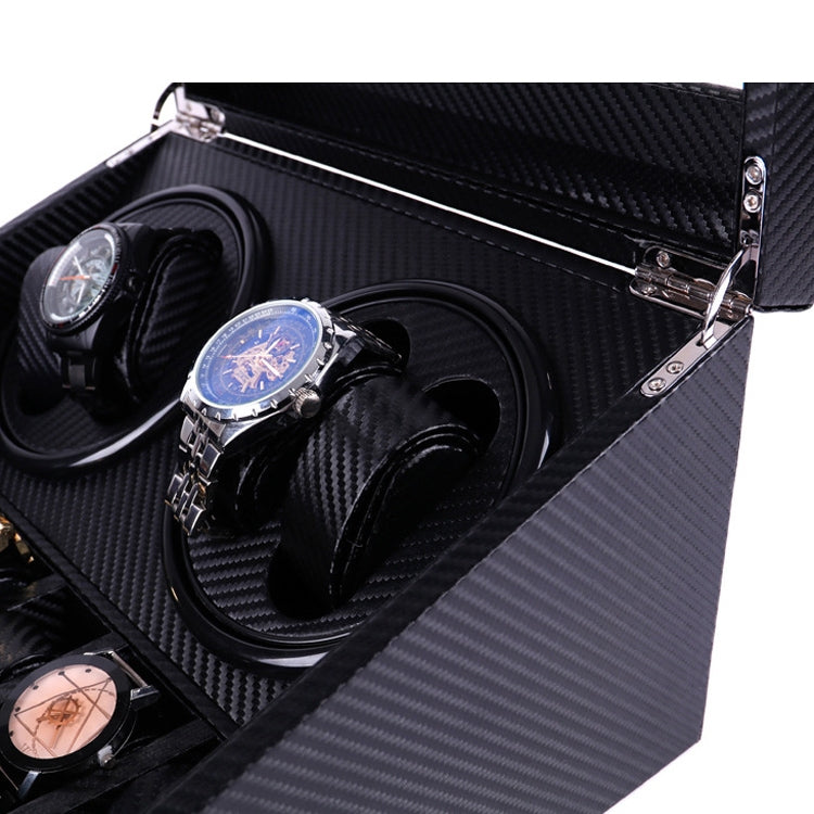 PU Leather 4+6 Double-Head Automatic Winding Motor Box Mechanical Watch Rotator, US Plug(Full Carbon Fiber) - free shipping - PMC TechLife - Order now!