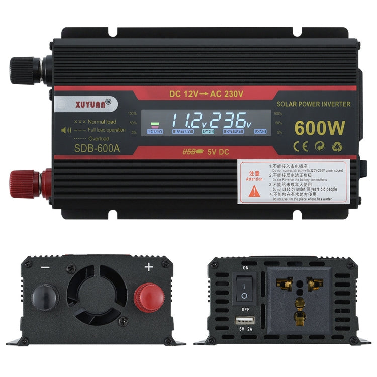 XUYUAN 600W Car Inverter LCD Display Converter, Specification: 12V to 220V -  by XUYUAN | Online Shopping South Africa | PMC Jewellery | Buy Now Pay Later Mobicred