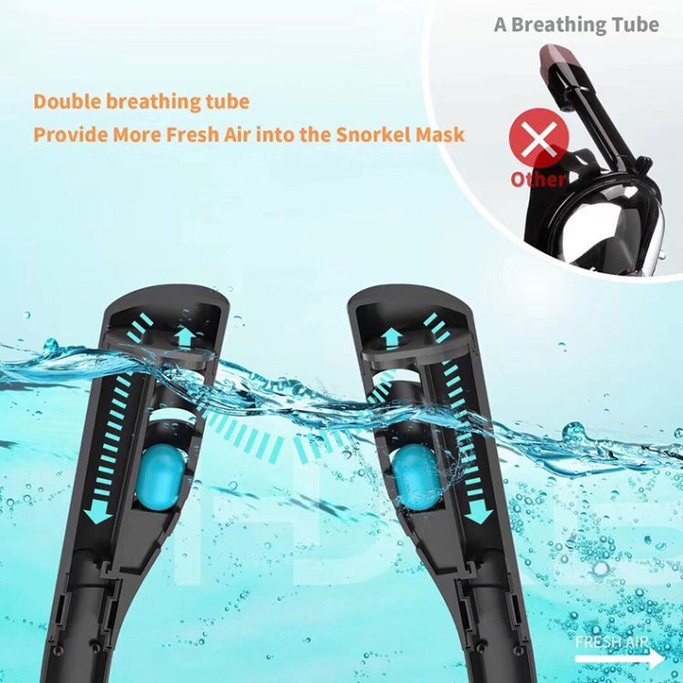 Snorkeling Mask Double Tube Silicone Full Dry Diving Mask Adult Swimming Mask Diving Goggles, Size: S/M(Black/Black) - Diving Mask by PMC Jewellery | Online Shopping South Africa | PMC Jewellery | Buy Now Pay Later Mobicred