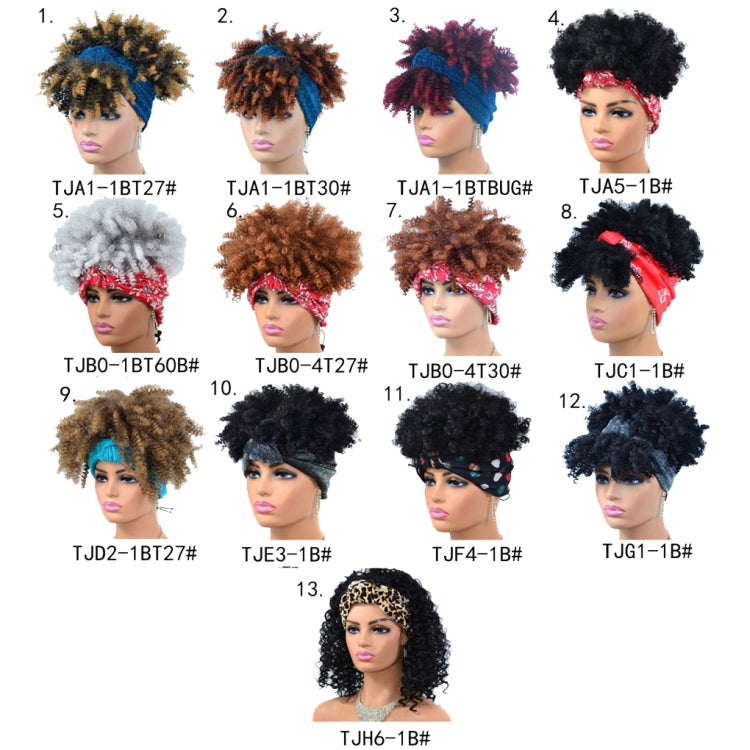 Headscarf Wig Black Gradient Small Curly Wig Explosive Headgear, Colour: 4.TJA5-1B# - free shipping - PMC TechLife - Order now!