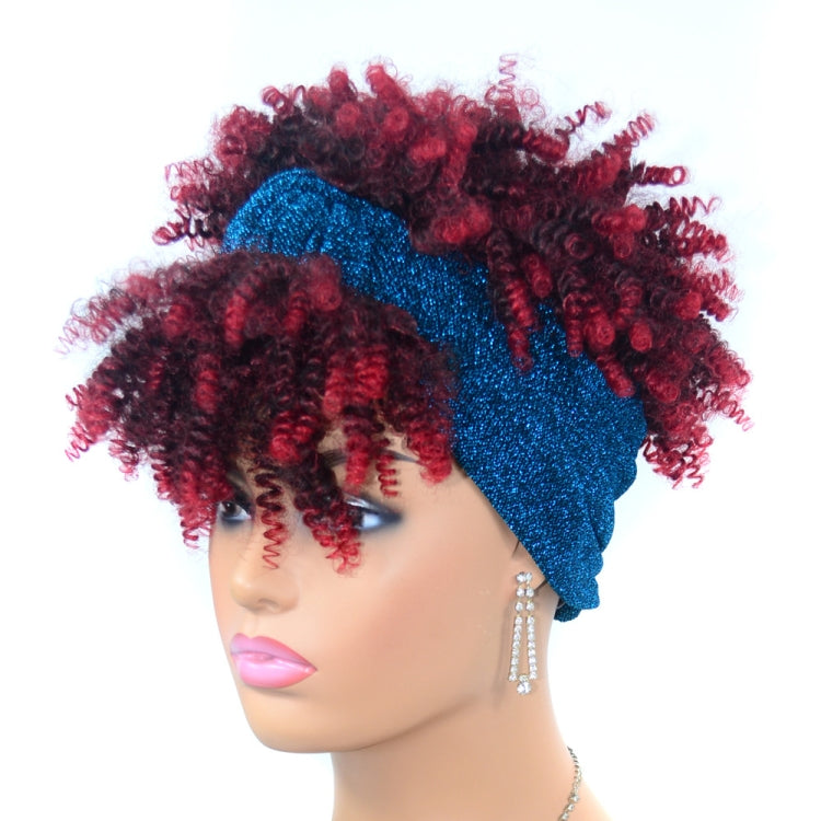 Headscarf Wig Black Gradient Small Curly Wig Explosive Headgear, Colour: 4.TJA5-1B# - free shipping - PMC TechLife - Order now!