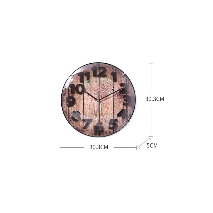 Simple Retro Imitation Wood Grain Three-dimensional Digital Round Wall Clock - Wall Clock by PMc TechLife | Online Shopping South Africa | PMc TechLife | Buy Now Pay Later Mobicred
