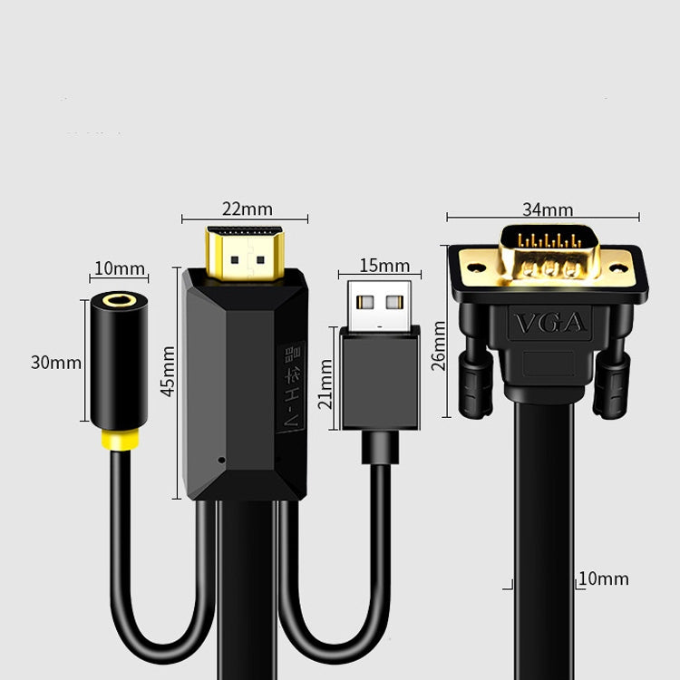 5m JH HV10 1080P HDMI to VGA Cable Projector TV Box Computer Notebook Industrial Display Adapter Cable - free shipping - PMC Jewellery - Order now!