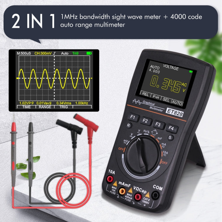 ET828 2 In 1 2 In 1 Oscilloscope Multimeter 2.4 Inch Color Screen Meter Digital Resistance Frequency Tester 1MHz 2.5Msps Meter - Digital Multimeter by PMC Jewellery | Online Shopping South Africa | PMC Jewellery | Buy Now Pay Later Mobicred