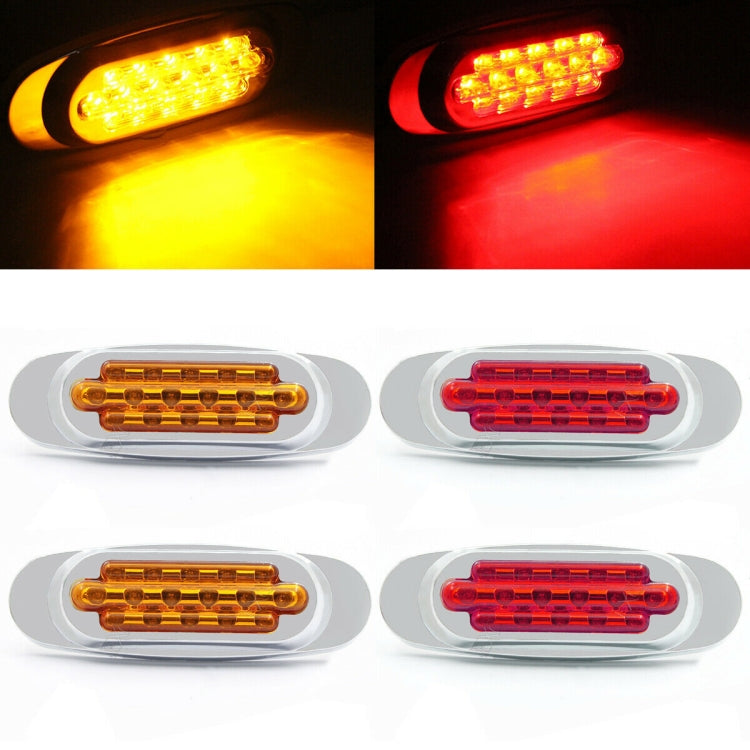 12-24V 16 LEDs Electroplating Side Lights Side Tail Lights Cargo Truck Modification Light, Colour: Yellow (High and Low Light 3 Lines) - Warning Lights by PMC TechLife | Online Shopping South Africa | PMC TechLife | Buy Now Pay Later Mobicred