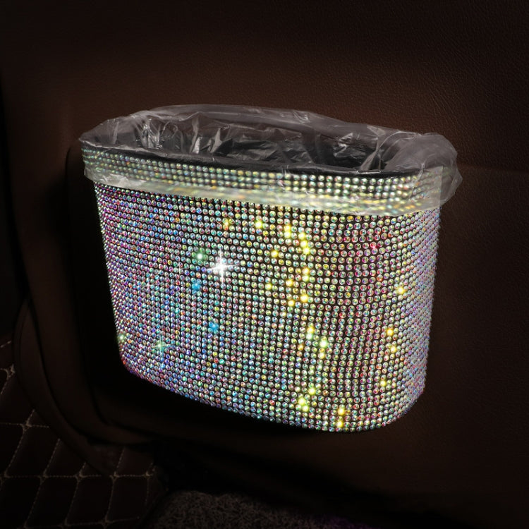 Car-Studded Trash Can Personality Car Hanging Trash Bag Multi-Function Car Storage Box(White Diamonds) - Stowing Tidying by PMC Jewellery | Online Shopping South Africa | PMC Jewellery | Buy Now Pay Later Mobicred