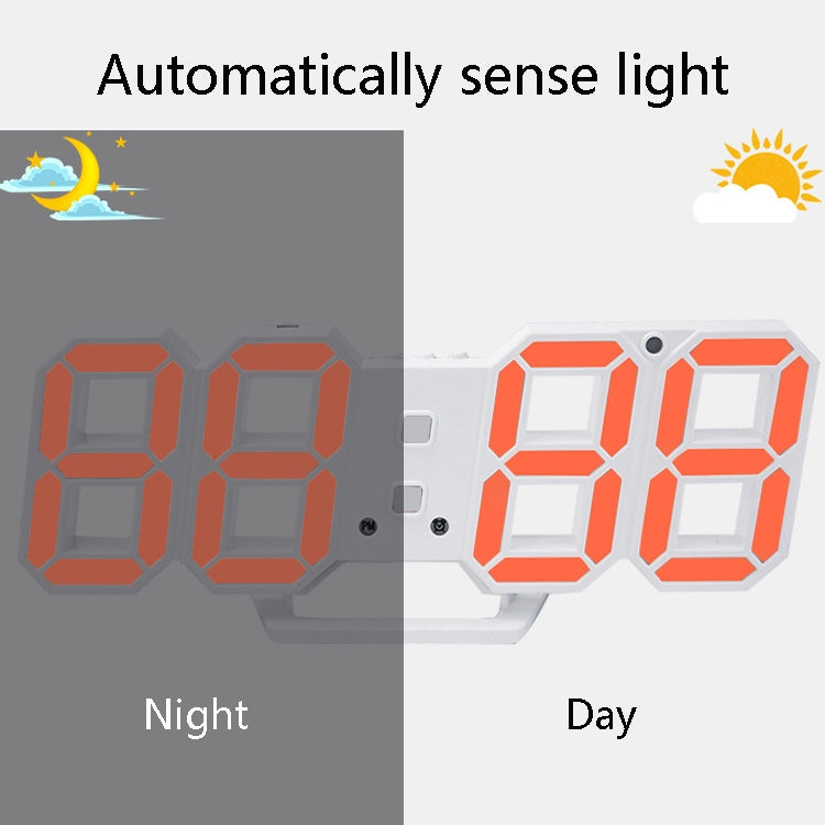 6609 3D Stereo LED Alarm Clock Living Room 3D Wall Clock, Colour: Black Frame Orange Light - Alarm Clocks by PMc TechLife | Online Shopping South Africa | PMc TechLife | Buy Now Pay Later Mobicred