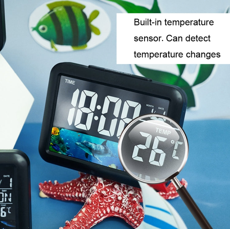 Color Screen Children Electronic Alarm Clock LCD Bedside Alarm Clock(Black Whale) - Alarm Clocks by PMc TechLife | Online Shopping South Africa | PMc TechLife | Buy Now Pay Later Mobicred