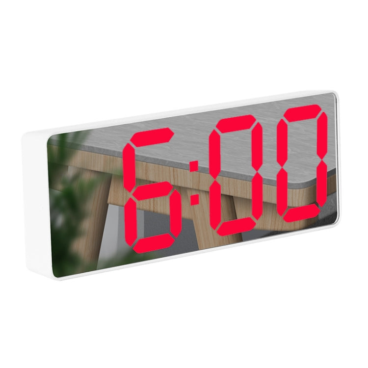 Mirror Bedside Alarm Clock Battery Plug-In Dual-Purpose LED Clock, Colour: Rectangular White Shell (Mirror Red Light) - Alarm Clocks by PMc TechLife | Online Shopping South Africa | PMc TechLife | Buy Now Pay Later Mobicred