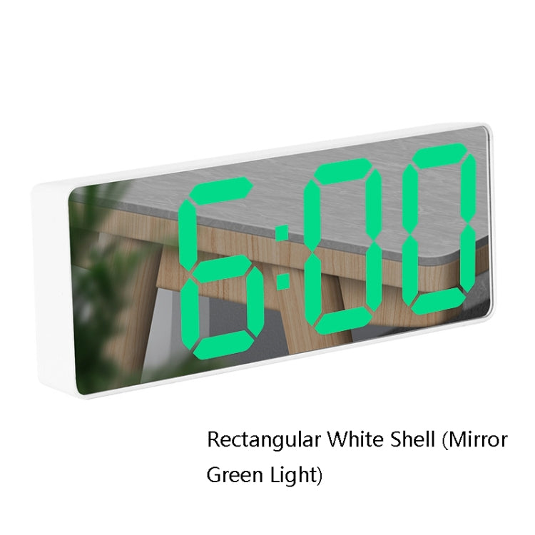 Mirror Bedside Alarm Clock Battery Plug-In Dual-Purpose LED Clock, Colour: Rectangular White Shell (Mirror Green Light) - Alarm Clocks by PMc TechLife | Online Shopping South Africa | PMc TechLife | Buy Now Pay Later Mobicred
