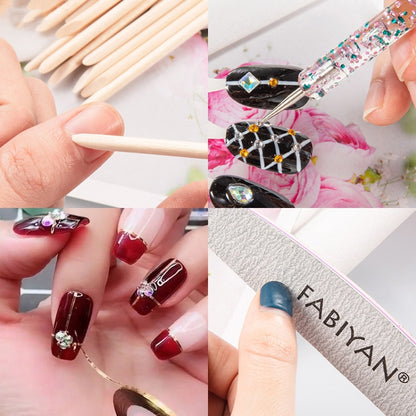 FABIYAN Nail Brush Nail Piece Set Nail Art Polishing Supplies Set, Specification: Transparent Full-sticked Small Set - Nail Art Equipment by FABIYAN | Online Shopping South Africa | PMC Jewellery | Buy Now Pay Later Mobicred