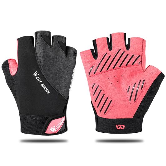 WEST BIKING YP0211210 Mountain Cycling Gloves Half Finger Breathable Anti-Slip Gloves Riding Equipment, Size: M(Pink) - Cycling Gloves by WEST BIKING | Online Shopping South Africa | PMC Jewellery | Buy Now Pay Later Mobicred