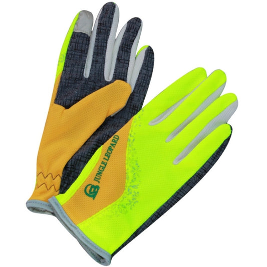 JUNGLE LEOPARD Outdoor Sports Mountaineering Full Finger Gloves Mesh Touch Screen Anti-Skid Gloves, Size: L(Green+Yellow) - Full Finger Gloves by JUNGLE LEOPARD | Online Shopping South Africa | PMC Jewellery | Buy Now Pay Later Mobicred