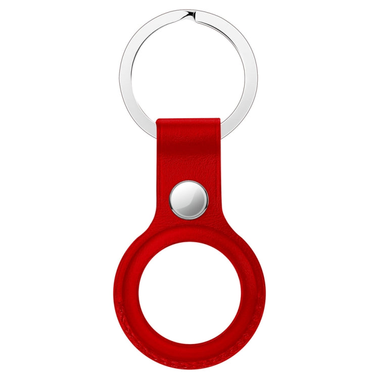 Anti-scratch Top-layer Cowhide Leather Protective Cover with Hanging Buckle for AirTag(Big Red) - Other by PMc TechLife | Online Shopping South Africa | PMc TechLife | Buy Now Pay Later Mobicred