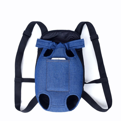 Dog Going Out Foldable On Chest Backpack Pet Carrier Bag, Colour: Blue Denim (Four Seasons)(L) - Pet Bags by PMC Jewellery | Online Shopping South Africa | PMC Jewellery