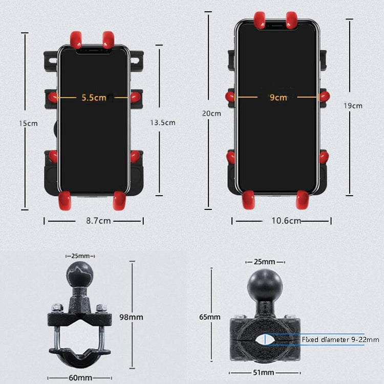 Motorcycle Metal Navigation Mobile Phone Bracket,Style: Thin Tube Fixation (Anti-theft) - Holder by PMC TechLife | Online Shopping South Africa | PMC TechLife | Buy Now Pay Later Mobicred