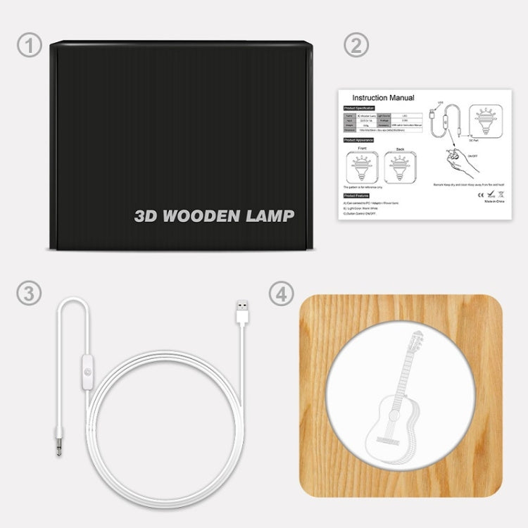 FS-A3272W Guitar Musical Instrument Solid Wood Frame Night Light(Warm White Light) - Night Lights by PMc TechLife | Online Shopping South Africa | PMc TechLife | Buy Now Pay Later Mobicred