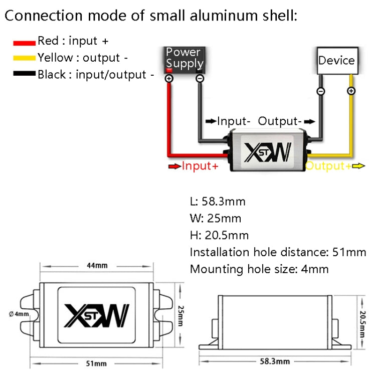 XWST DC 12/24V To 5V Converter Step-Down Vehicle Power Module, Specification: 12/24V To 5V 5A Small Aluminum Shell -  by PMC TechLife | Online Shopping South Africa | PMC TechLife | Buy Now Pay Later Mobicred
