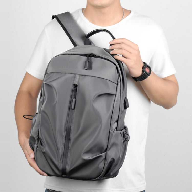 Men Oxford Backpack Business Computer Bag with External USB Port(Light Grey) - Backpacks by PMC Jewellery | Online Shopping South Africa | PMC Jewellery