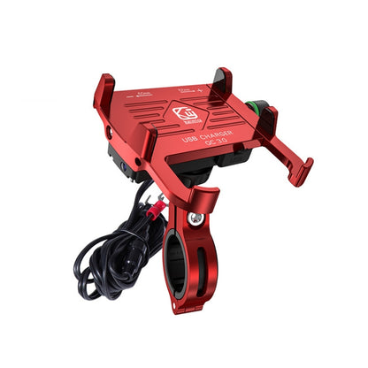 Kewig M6-S 12V Motorcycle Waterproof Aluminum Alloy Mobile Phone Bracket With QC3.0 Fast Charging(Red) - Holder by Kewig | Online Shopping South Africa | PMC Jewellery | Buy Now Pay Later Mobicred