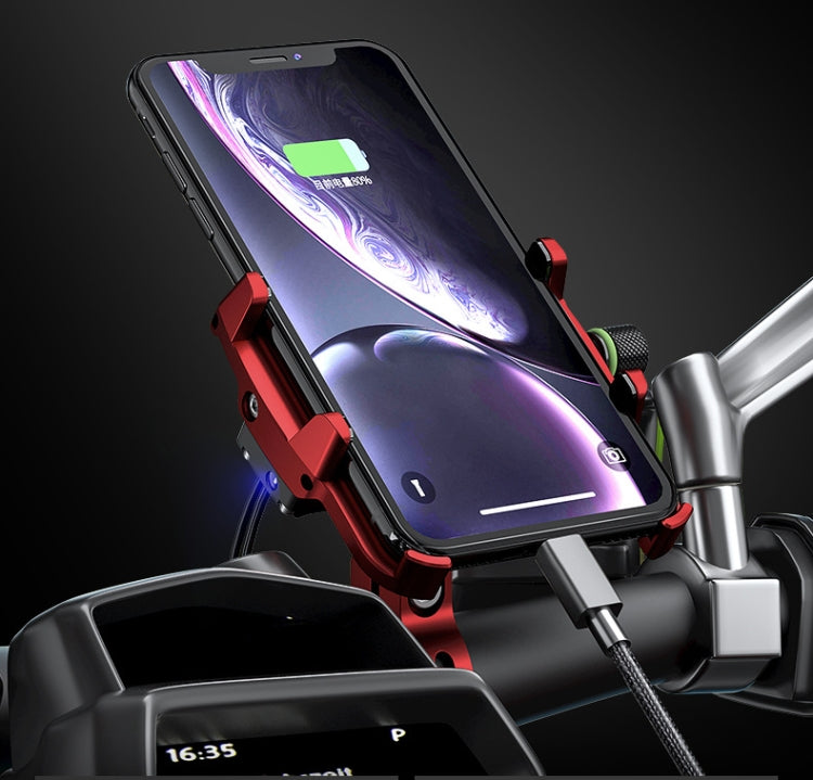 Kewig M6-S 12V Motorcycle Waterproof Aluminum Alloy Mobile Phone Bracket With QC3.0 Fast Charging(Red) - Holder by Kewig | Online Shopping South Africa | PMC Jewellery | Buy Now Pay Later Mobicred
