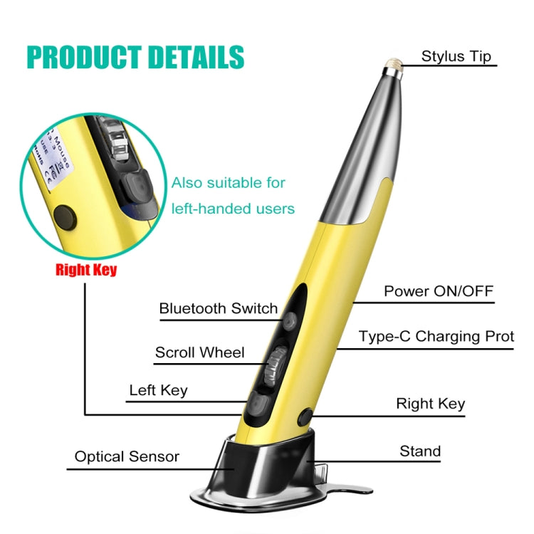 PR-A19 2.4GHz Wireless Charging Bluetooth Mouse Pen Type Shining Quiet Mouse(Red) - Wireless Mice by PMC Jewellery | Online Shopping South Africa | PMC Jewellery | Buy Now Pay Later Mobicred