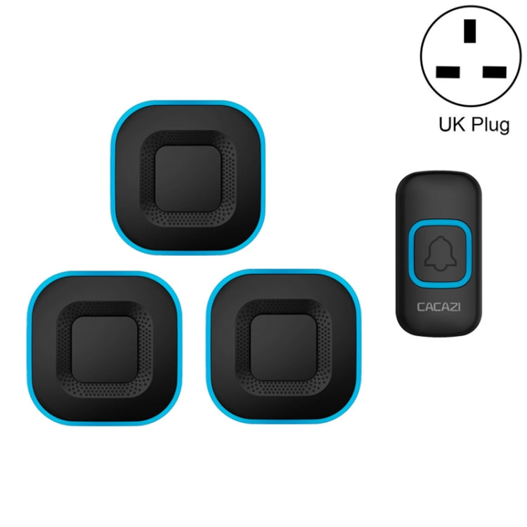 CACAZI V028F 1 For 3 Wireless Music Doorbell without Battery, Plug:UK Plug(Black) - Wireless Doorbell by CACAZI | Online Shopping South Africa | PMC Jewellery | Buy Now Pay Later Mobicred