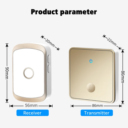 CACAZI FA50 1 For 1 Push-button Self-generating Wireless Doorbell, Plug:US Plug(Gold) - Wireless Doorbell by CACAZI | Online Shopping South Africa | PMC Jewellery