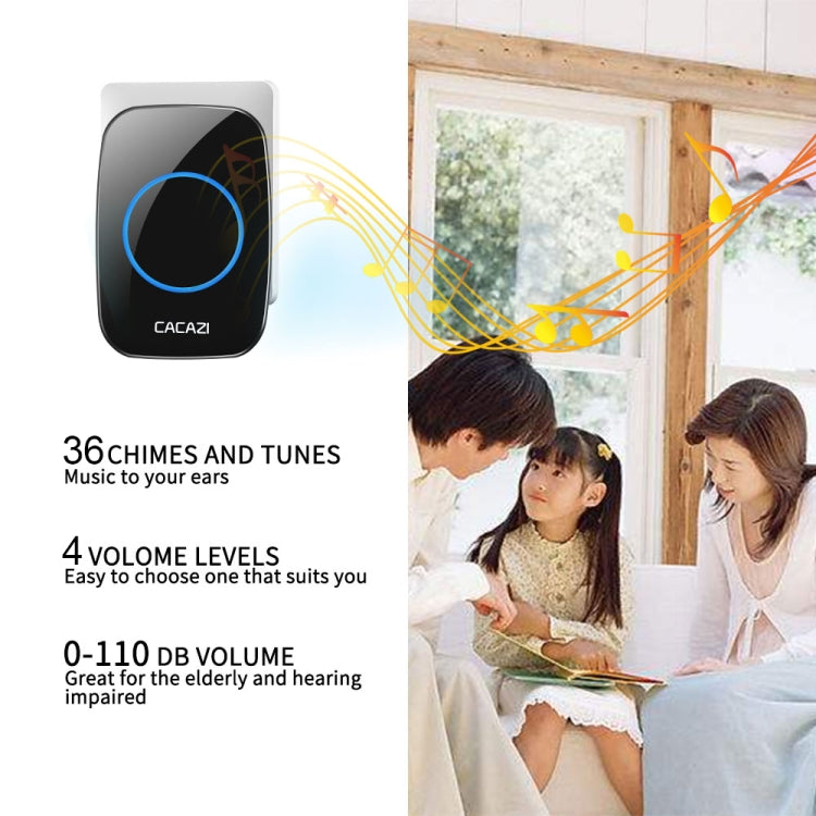 CACAZI H10 1 For 1 Wireless Smart Doorbell without Battery, Plug:EU Plug(Black) - Wireless Doorbell by CACAZI | Online Shopping South Africa | PMC Jewellery | Buy Now Pay Later Mobicred