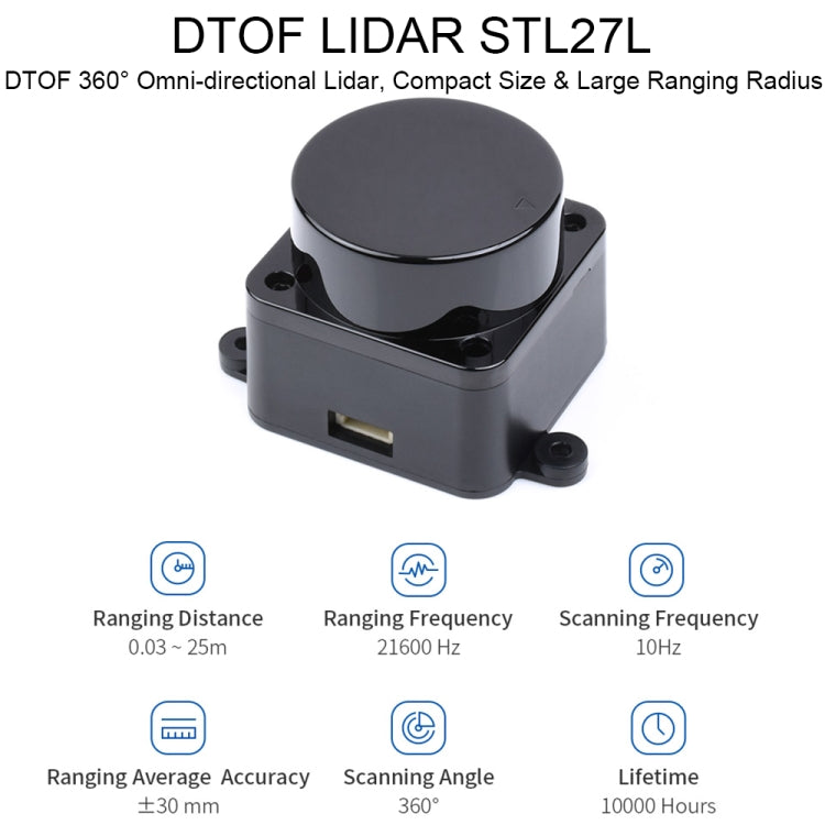 Waveshare 24782 DTOF Laser Lidar Sensor STL27L, 360 Degree Omni-Directional Lidar, UART Bus - free shipping - PMC TechLife - Order now!