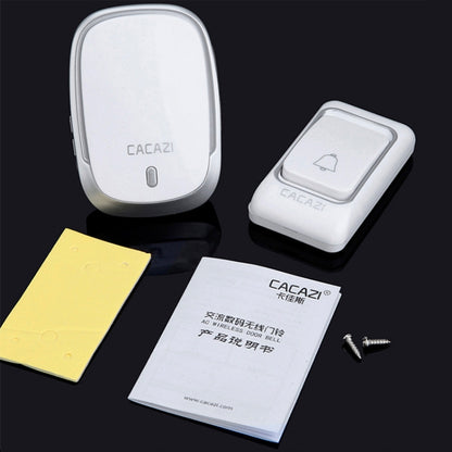 CACAZI Smart Waterproof Music Wireless Doorbell Multifunctional Pager, Style: EU Plug(Silver) - Wireless Doorbell by CACAZI | Online Shopping South Africa | PMC Jewellery