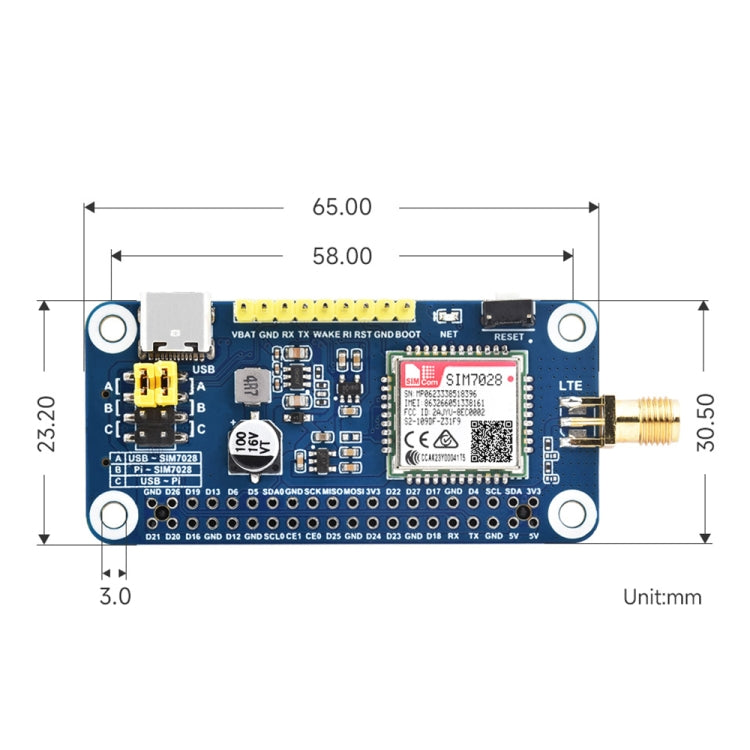 Waveshare 25349 SIM7028 NB-IoT HAT For Raspberry Pi, Supports Global Band NB-IoT Communication - Raspberry Pi Accessories by Waveshare | Online Shopping South Africa | PMC Jewellery | Buy Now Pay Later Mobicred