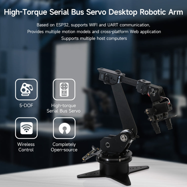 Waveshare High-Torque Serial Bus Servo, Desktop Robotic Arm Kit, Based On ESP32, 5-DOF, Plug:UK Plug - Modules Expansions Accessories by WAVESHARE | Online Shopping South Africa | PMC Jewellery | Buy Now Pay Later Mobicred