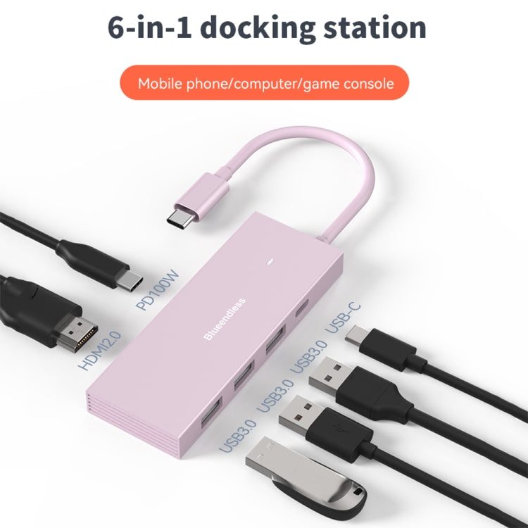 Blueendless 4K60Hz + Data Port Type-C Docking Station USB3.0 Splitter, Spec: 6-in-1 Gray - free shipping - PMC Jewellery - Order now!