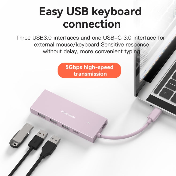 Blueendless 4K60Hz + Data Port Type-C Docking Station USB3.0 Splitter, Spec: 7-in-1 Card Reading Gray - free shipping - PMC Jewellery - Order now!