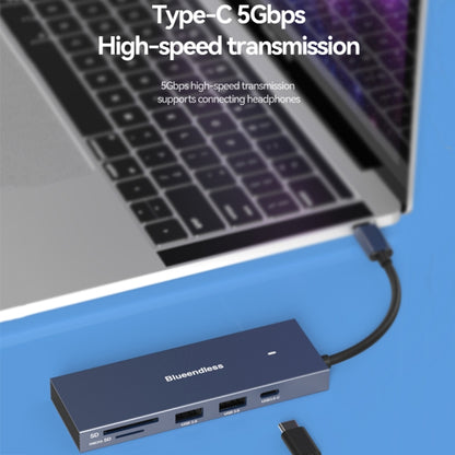 Blueendless 4K60Hz + Data Port Type-C Docking Station USB3.0 Splitter, Spec: 6-in-1 Gray - USB HUB by Blueendless | Online Shopping South Africa | PMC Jewellery | Buy Now Pay Later Mobicred