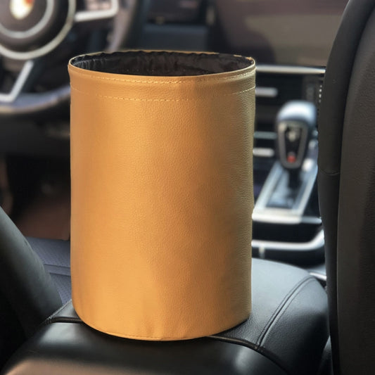 2 PCS Leather Foldable Car Trash Can Mini Chair Back Suspended Waterproof Trash Can(Beige) - Stowing Tidying by PMC Jewellery | Online Shopping South Africa | PMC Jewellery | Buy Now Pay Later Mobicred