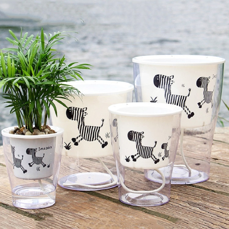 Fully Transparent Hydroponic Flower Pots Water Level Visible Non-Broken Glue Self-Absorbent Plastic Flower Pots, Size: W05 Caliber 13cm(Full Transparent Zebra Pattern) - Flower Pots & Planters by PMc TechLife | Online Shopping South Africa | PMc TechLife | Buy Now Pay Later Mobicred