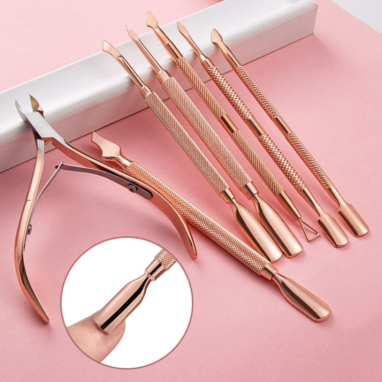 3 PCS Stainless Steel Rose Gold Double-Headed Steel Push Dead Skin Scissors Nail Set,Style: 06  Small Head - Nail Art Equipment by PMC Jewellery | Online Shopping South Africa | PMC Jewellery | Buy Now Pay Later Mobicred