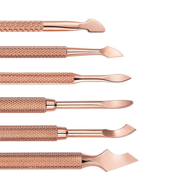 3 PCS Stainless Steel Rose Gold Double-Headed Steel Push Dead Skin Scissors Nail Set,Style: 06  Small Head - Nail Art Equipment by PMC Jewellery | Online Shopping South Africa | PMC Jewellery | Buy Now Pay Later Mobicred